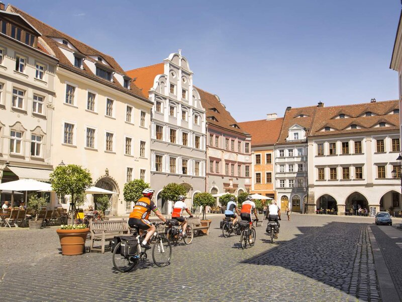 Goerlitz Stadtzentrum Radfahrergruppe