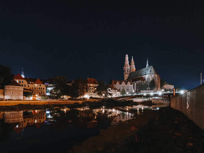 Görlitz Altstadtbrücke bei Nacht