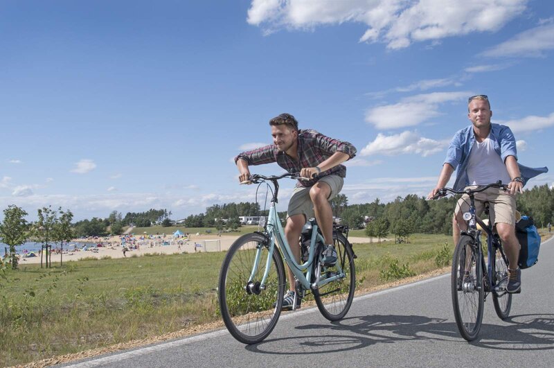 Cycling on lakeside paths