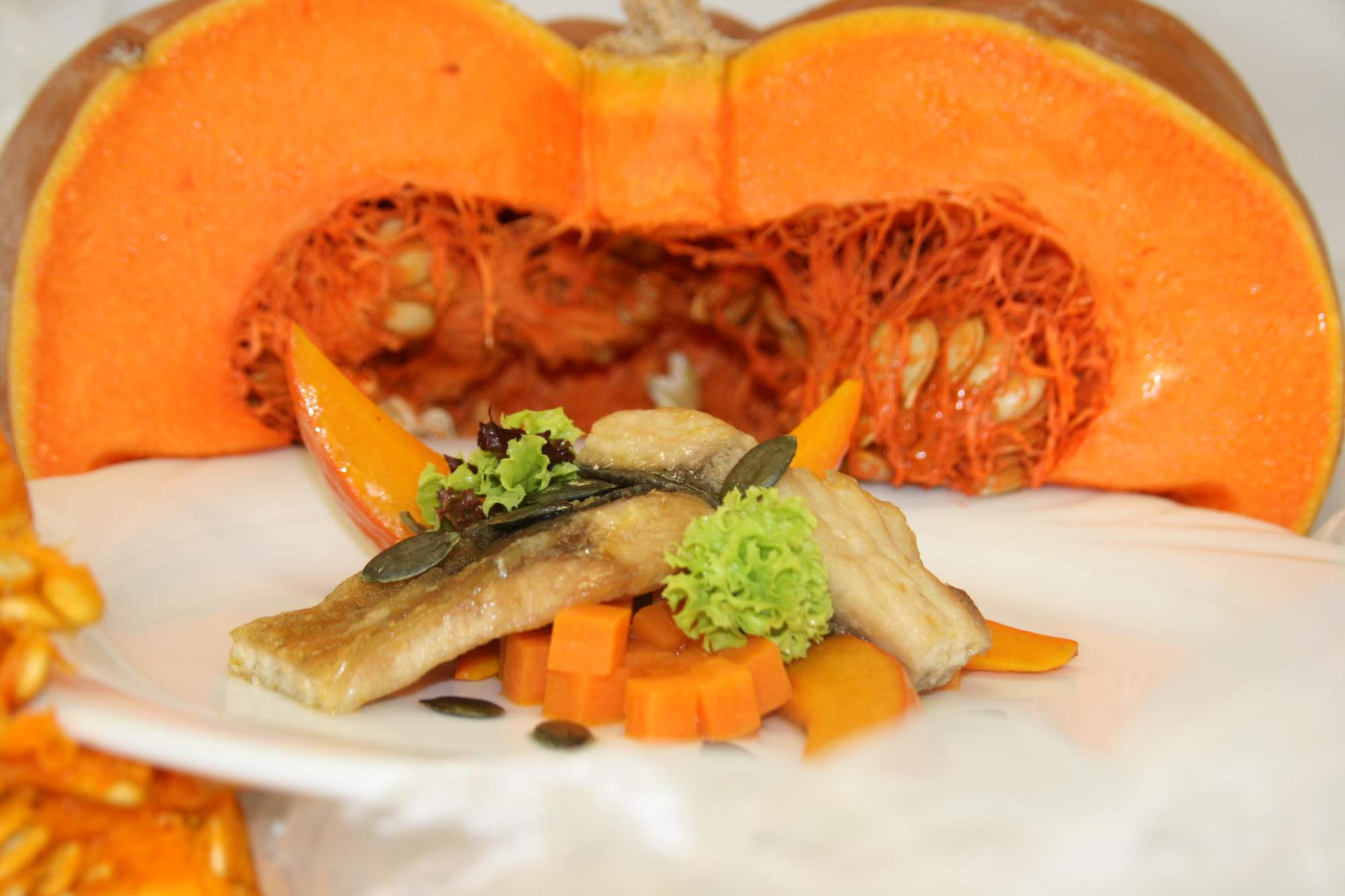 Marinated carp with pumpkin